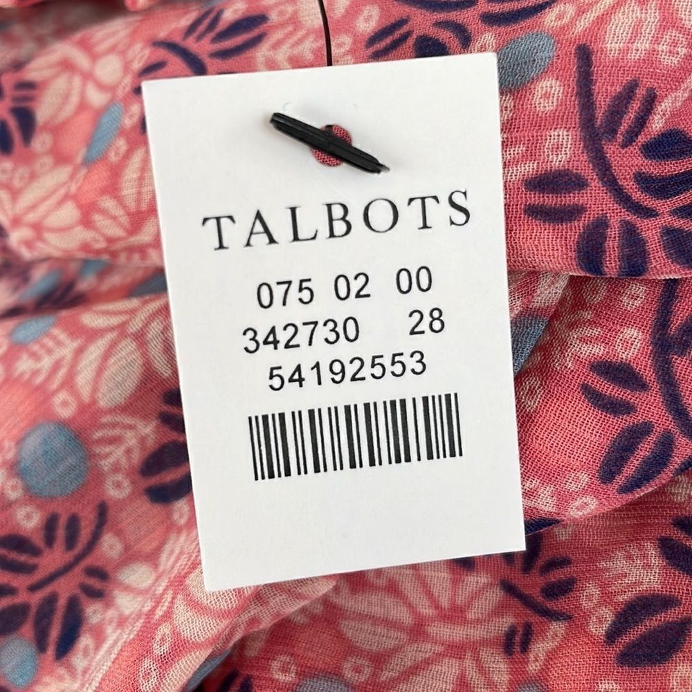 New with tags Talbots lined tie front top with semi sheer overlay, ruffle sleeve - Picture 7 of 8
